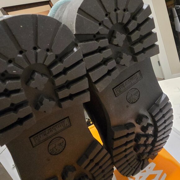 TIMBERLAND HERITAGE RUBBER TOE HIKER BOOTS MEN SHOES Black / Green Nubuck SZ 10 - Picture 12 of 15